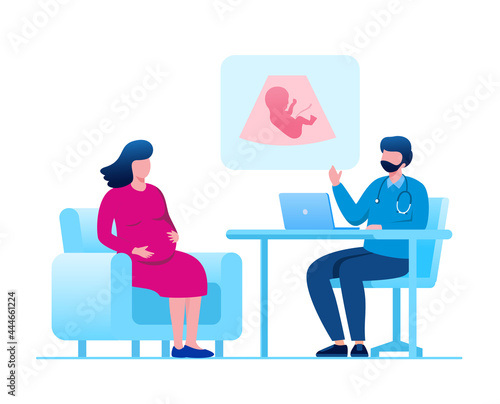 Pregnancy consultation flat vector illustration banner