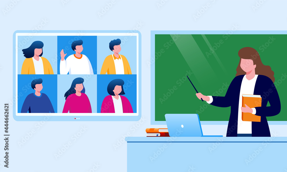 Online education flat vector illustration for banner web landing page Online education flat vector illustration for banner web landing page