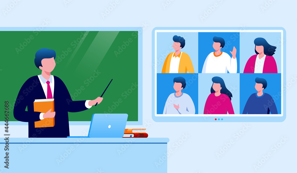 Online education flat vector illustration for banner web landing page Online education flat vector illustration for banner web landing page