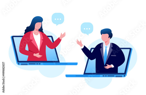 Online meeting flat vector illustration for banner 
