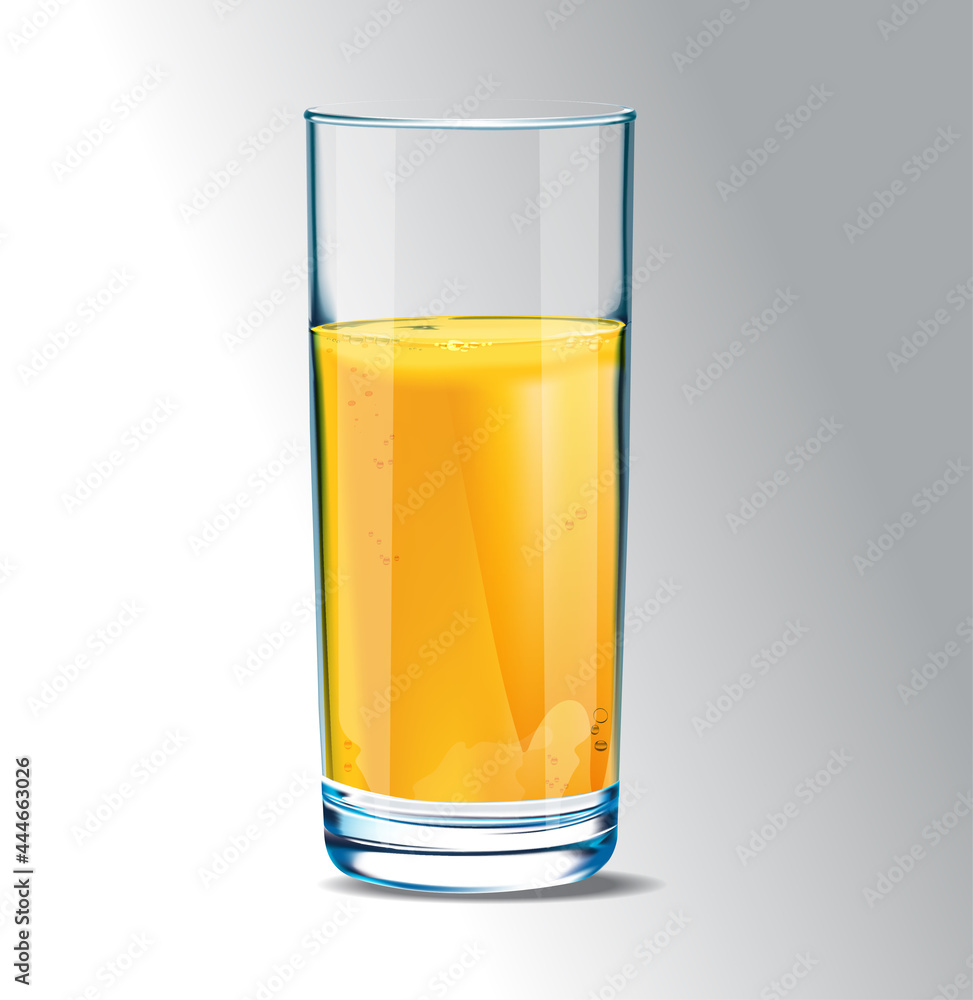 Yellow tropical fruit juice in a transparent glass. Healthy diet food concept. Fruit organic drink. Healthy diet. Clean eating. Tall glass with beverage. Transparent realistic vector illustration. Yellow tropical fruit juice in a transparent glass. Healthy diet food concept. Fruit organic drink. Healthy diet. Clean eating. Tall glass with beverage. Transparent realistic vector illustration.
