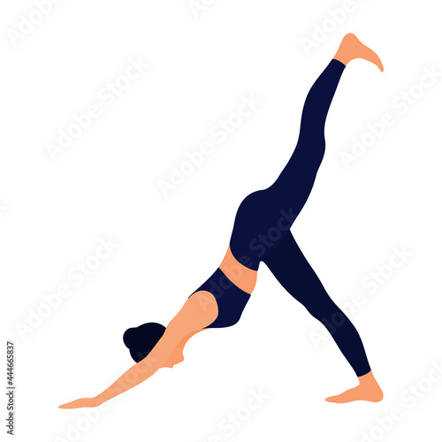 Faceless image of a girl doing yoga or fitness. Vector illustration.