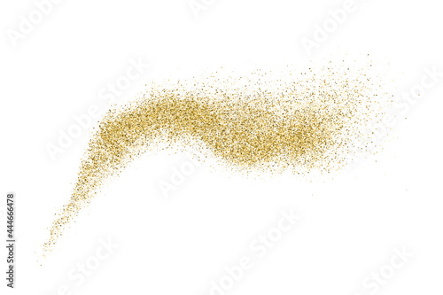 Gold Glitter Texture Isolated On White. Amber Particles Color. Celebratory Background. Golden Explosion Of Confetti. Vector Illustration, Eps 10.
