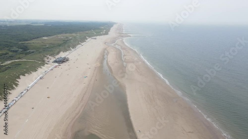 Aerial view of the beach and north sea near in Oostkapelle in Zeeland, the Netherlands, europe. photo