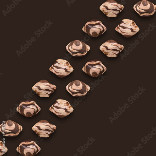 Brown Gemstones Pattern on background, color Stones composition.