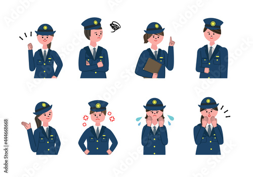 警察官　表情イラストセット