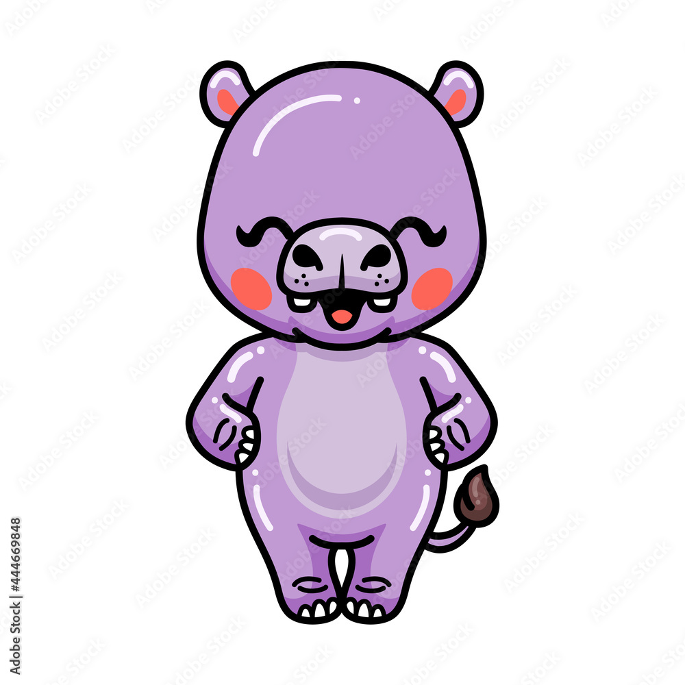 Cute baby hippo cartoon posing Cute baby hippo cartoon posing