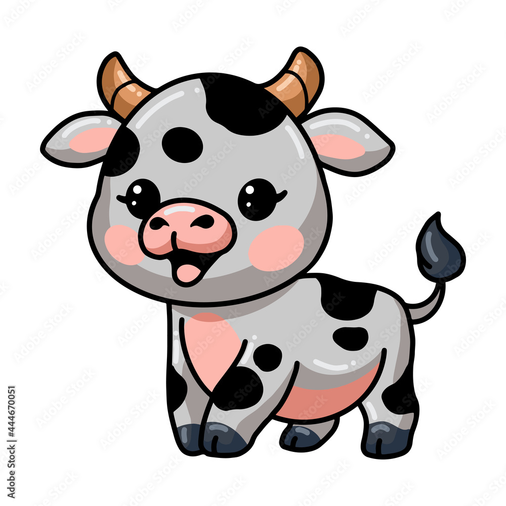 Naklejka premium Cute happy baby cow cartoon