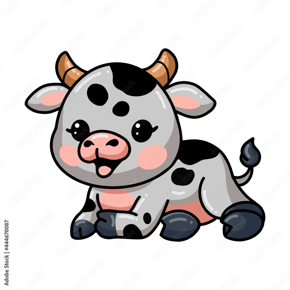 Cute baby cow cartoon laying down Cute baby cow cartoon laying down