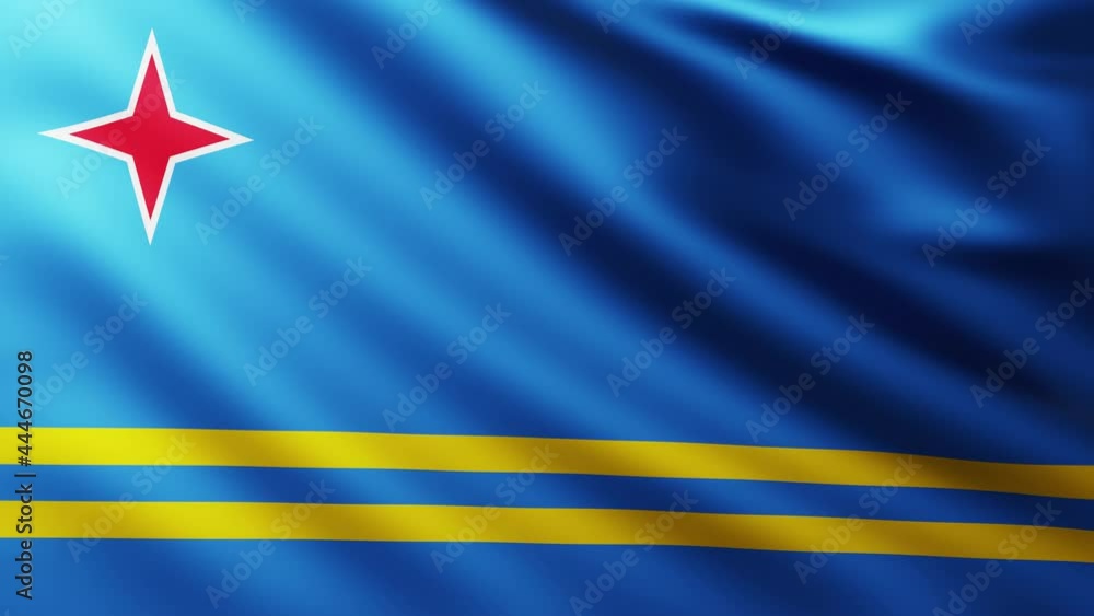 Large Flag of Aruba Island fullscreen background fluttering in the wind Large Flag of Aruba Island fullscreen background fluttering in the wind