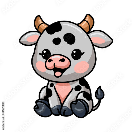 Cute baby cow cartoon sitting