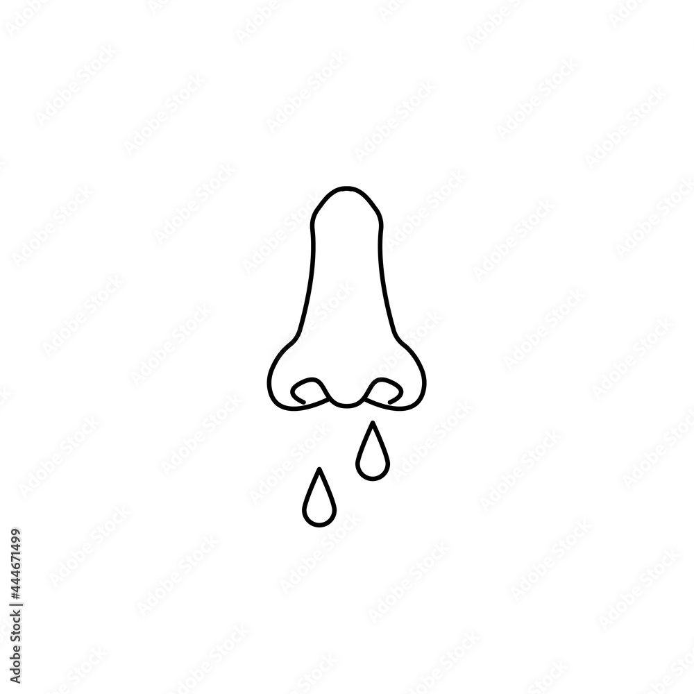 Runny nose line icon, pictogram of flu symptom Runny nose line icon, pictogram of flu symptom