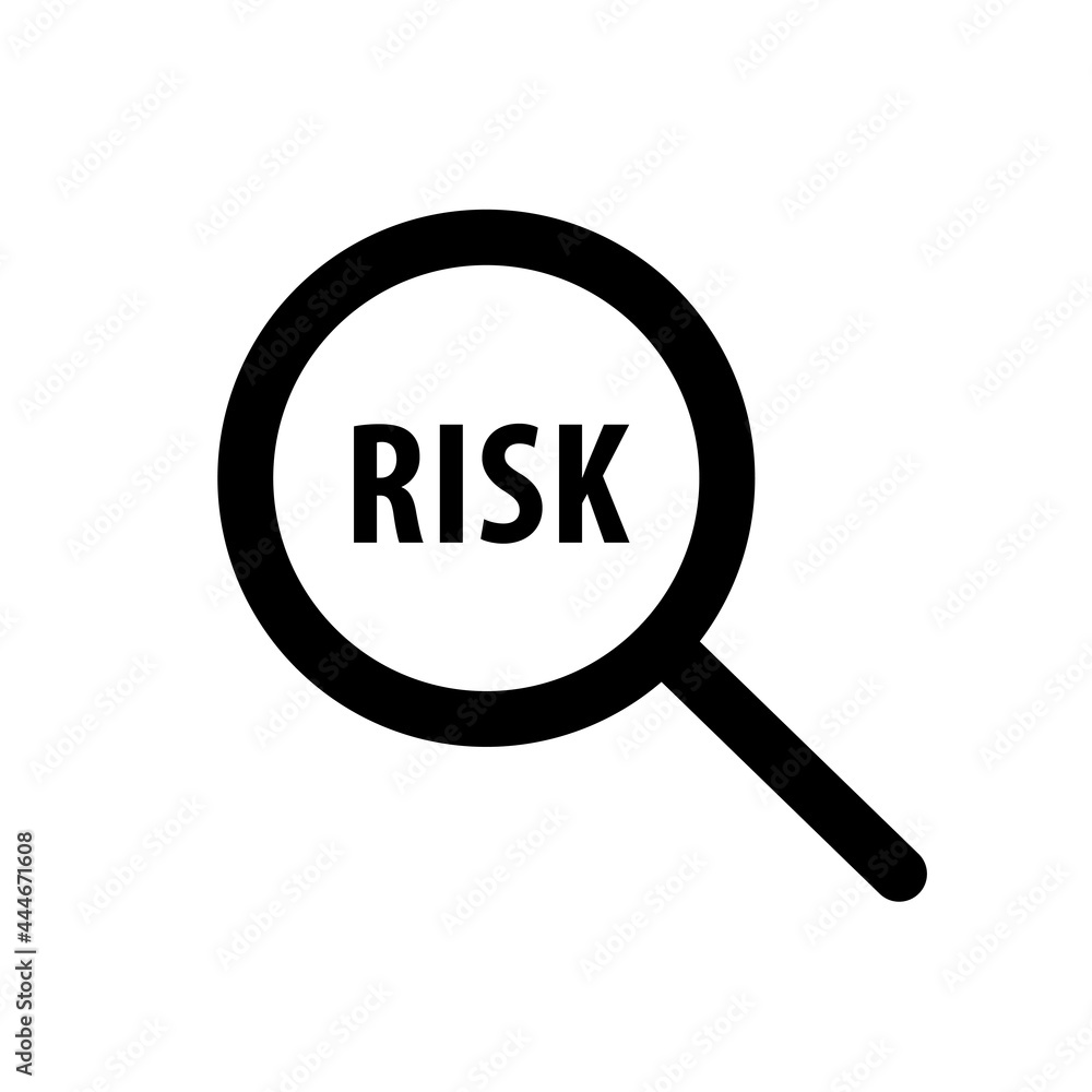 Risk Word Magnifying Glass. Risk Managment icon. Risk Word Magnifying Glass. Risk Managment icon.
