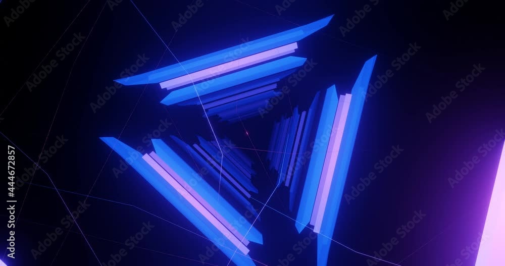 3d render with pink blue triangular energy tunnel 3d render with pink blue triangular energy tunnel