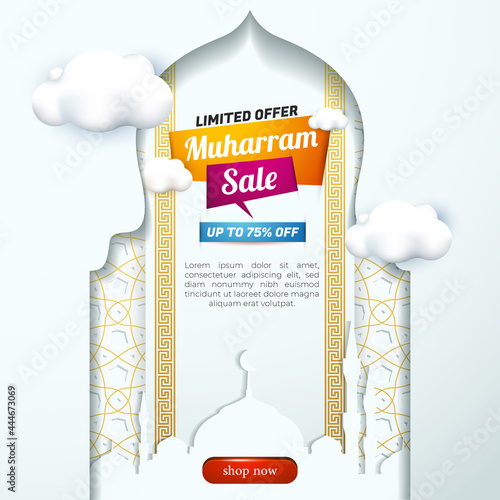 muharram sale 3d limited offer banner template