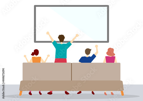 部屋でスポーツ観戦をする人達