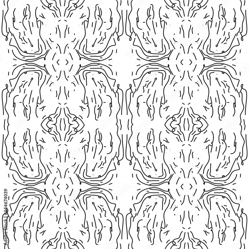 Black paint brush strokes vector seamless pattern. Hand drawn curved ...