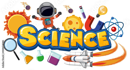 Science text icon with elements