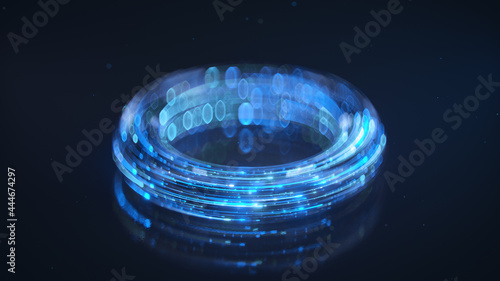 Glowing blue torus 3D rende...