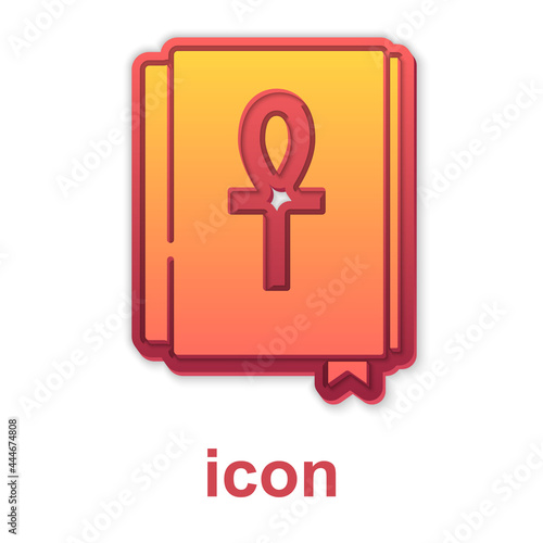 Gold Cross ankh book icon isolated on white background. Vector