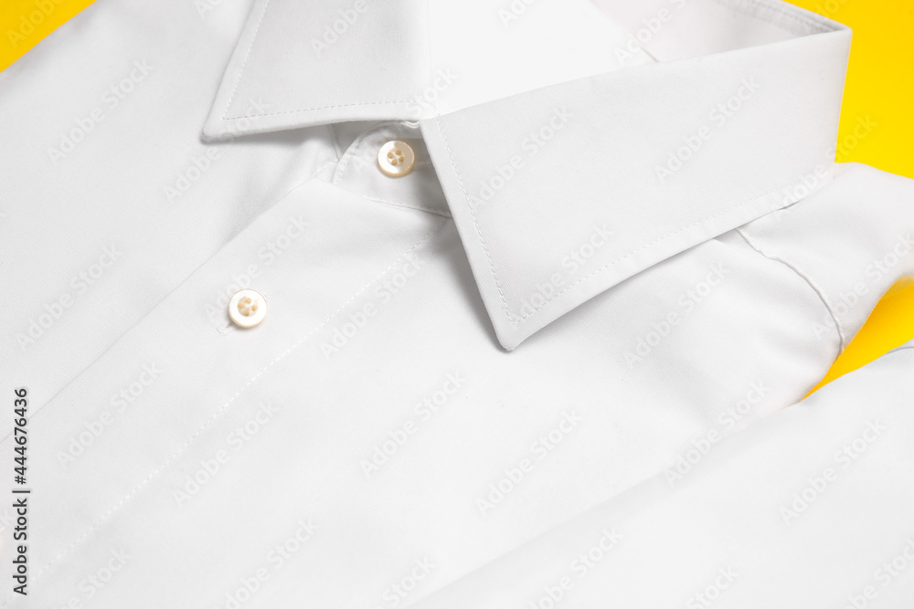 Stylish male shirt on color background, closeup Stylish male shirt on color background, closeup