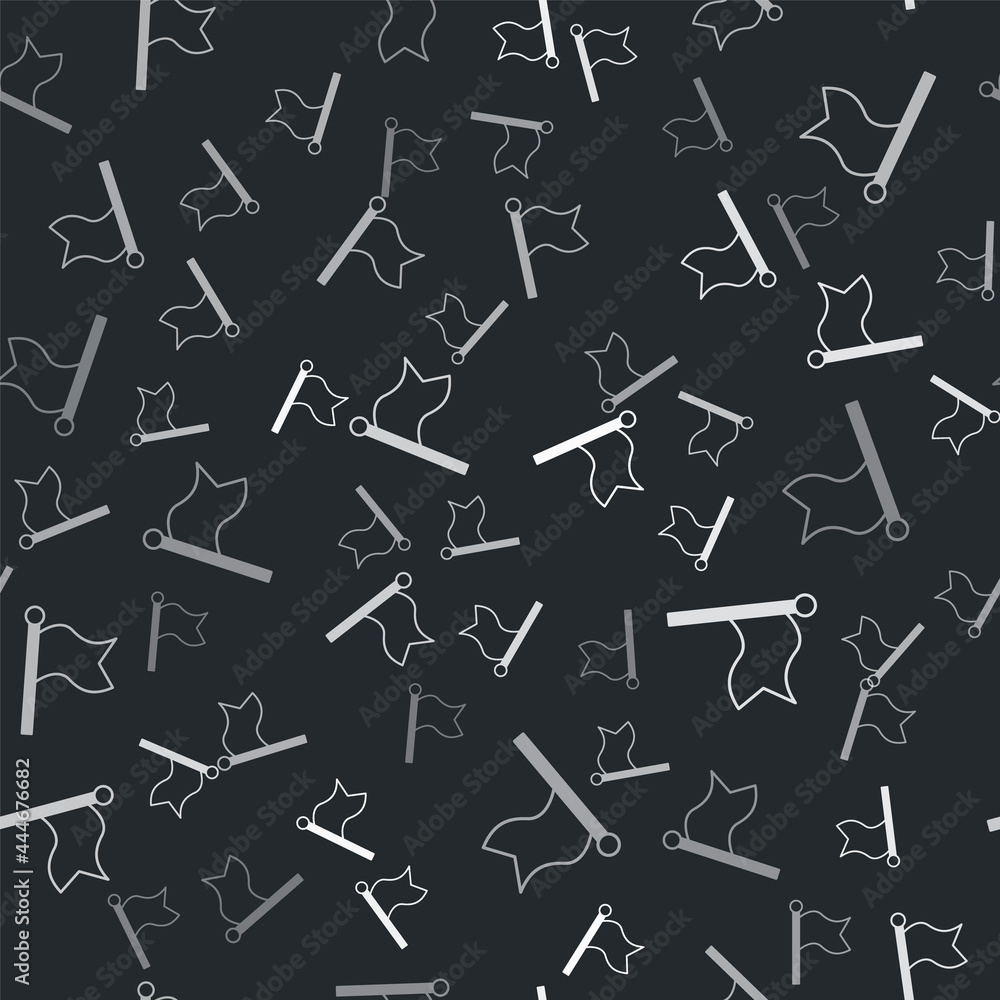 Grey Flag icon isolated seamless pattern on black background. Victory, winning and conquer adversity concept. Vector Grey Flag icon isolated seamless pattern on black background. Victory, winning and conquer adversity concept. Vector