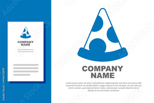 Blue Slice of pizza icon isolated on white background. Fast food menu. Logo design template element. Vector