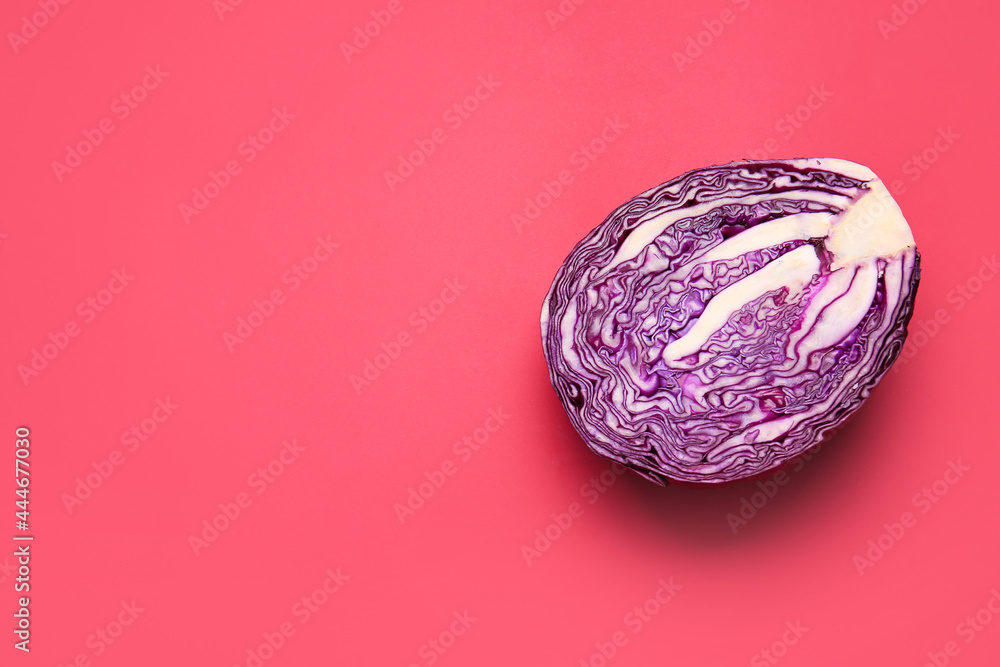 Half of fresh purple cabbage on color background Half of fresh purple cabbage on color background