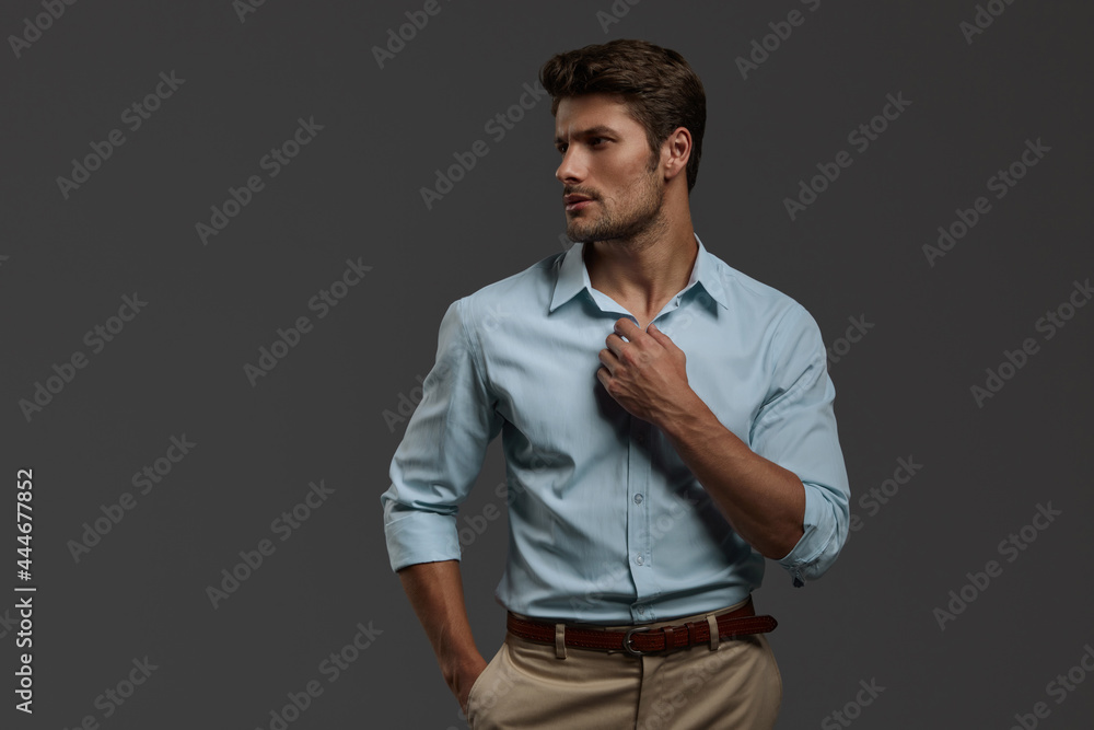 Profile of young thoughtful european business man Profile of young thoughtful european business man