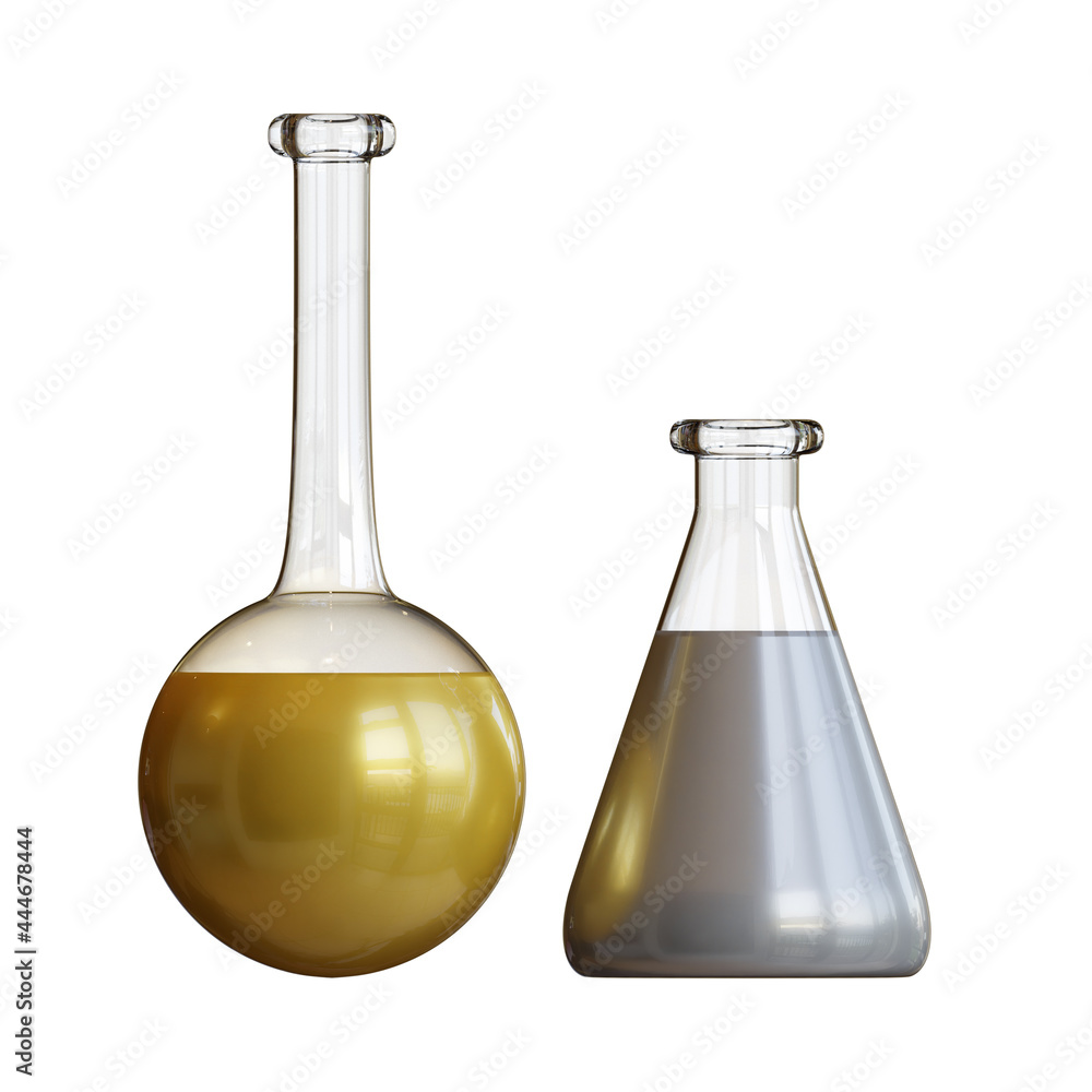 Volumetric And Erlenmeyer Flask 3D Rendering Illustration Volumetric And Erlenmeyer Flask 3D Rendering Illustration