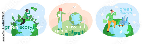 Climate and weather change of planet. Eco friendly, biodiversity, conservation and environmental protection concept. Flora and fauna on Earth. Green ecosystem of Earth. Care of nature and ecology