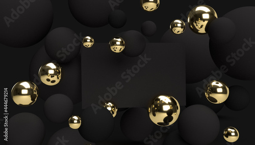 Luxury business card design. Abstract elegant and modern shape with golden in dark background. 3d rendering