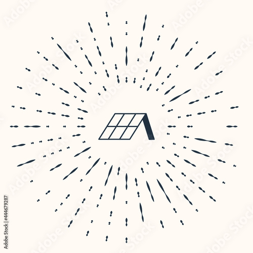 Grey Solar energy panel icon isolated on beige background. Abstract circle random dots. Vector