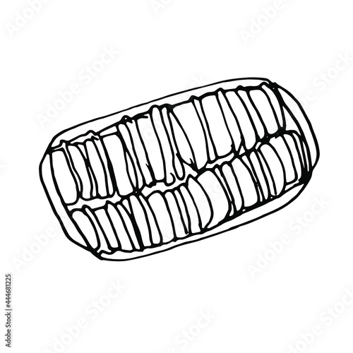 Doodle ratatouille.Line art hand drawn vector element.