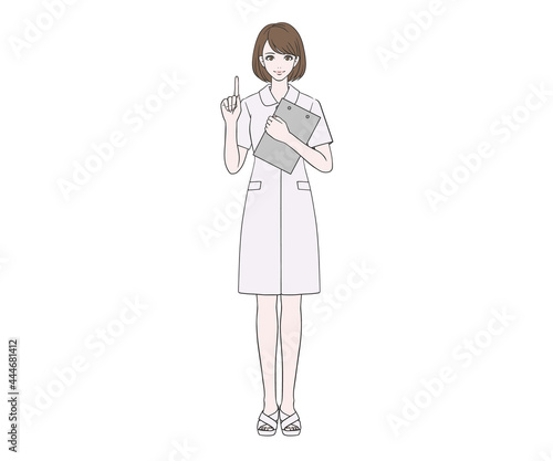 笑顔で人差し指を立てる看護師