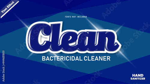 Clean Bacterial cleaner text effect design vector. editable 3d text