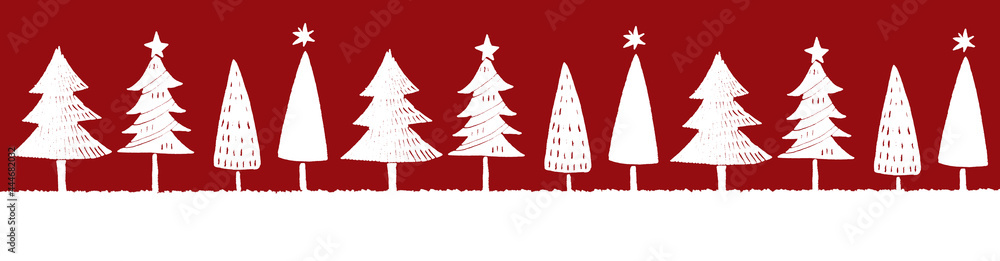 Fototapeta premium クリスマスの雪と木のイラスト北欧風