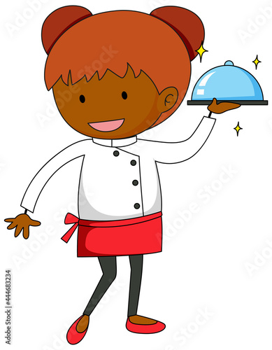 Little chef serving food cartoon character