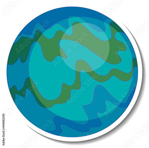 A sticker template with the earth in cartoon style isolated