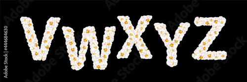 Popcorn alphabet. Part 5. Set of vector illustrations