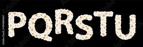Popcorn alphabet. Part 4. Set of vector illustrations