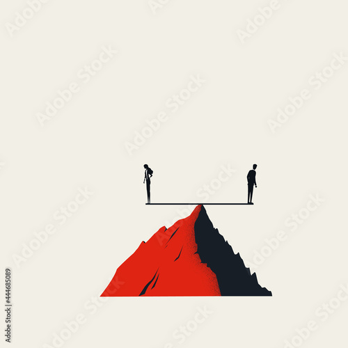 Business gender equality. Equal work and equal pay vector concept. Symbol of balance. Minimal illustration. photo