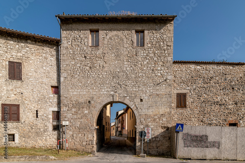 The ancient Porta Valledonna or San Giovanni which gives access to the historic center of Norcia, Italy photo