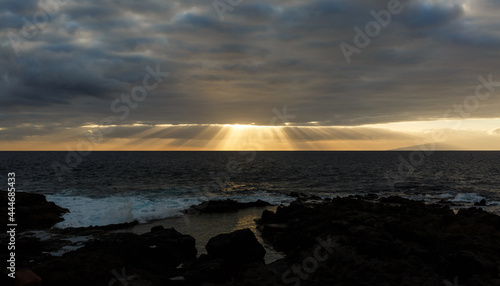 Old stone pier in sunset time at Tenerife  Canary Islands  Spain