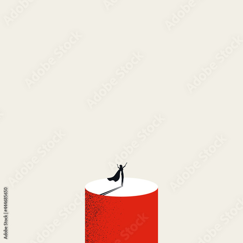 Business woman hero vector concept. Symbol of talent, headhunting, recrutiment. Minimal illustration.