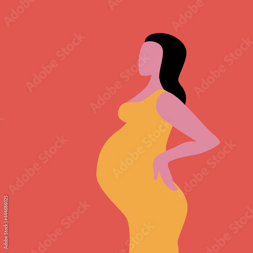 Abstract beautiful pregnant woman in minimal modern flat art style.