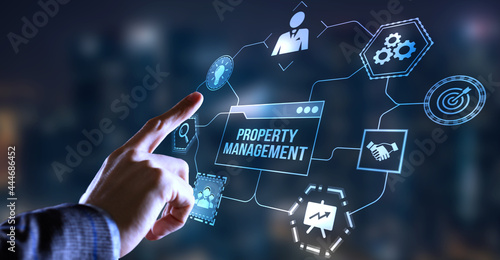 Internet, business, Technology and network concept. PROPERTY MANAGEMENT inscription, new business concept