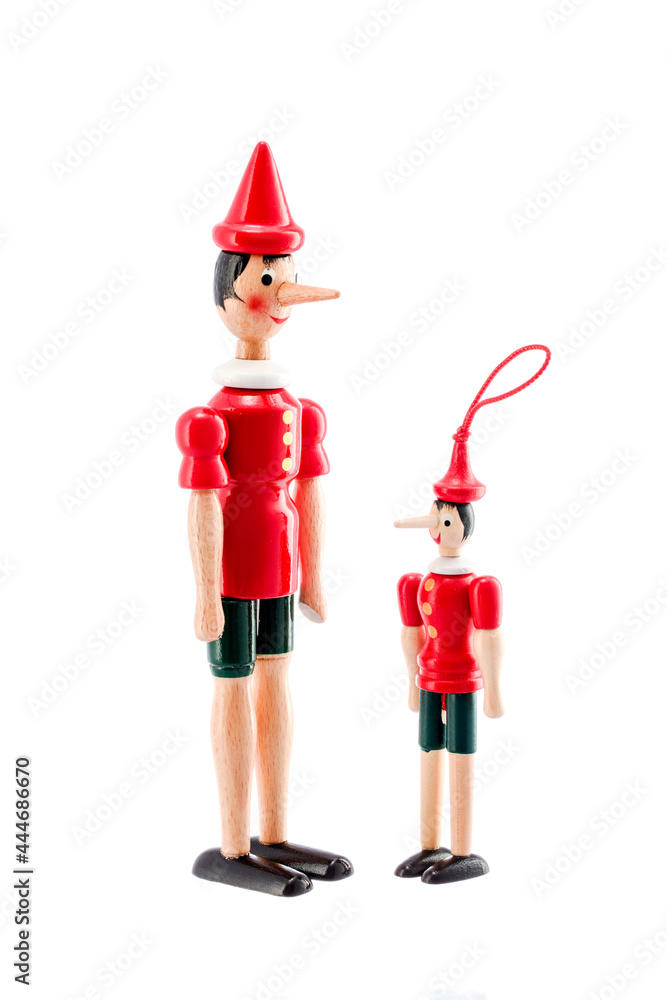 Figurine Pinocchio en bois, jouet Pinocchio vintage avec pièces