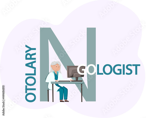Otolaryngologist doctor with nose, ear and throat or ENT diagnostic and treatment instruments. Otology doctor with patient. Otorhinolaryngology healthcare medicine or otolaryngology diseases