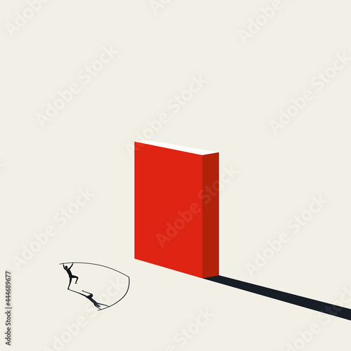 Business overcome challenge, obstacle vector concept. Symbol of solution, succes. Minimal illustration.